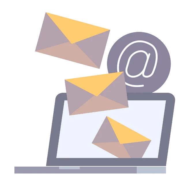 Illustrazione con una pila di email, simbolo dei contenuti inviati nella newsletter.